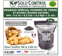 5 kg d'Engrais Spécial Pommes de terre et légumes racines 4-3-15 - Enrichi en Potasse - Favorise la croissance, le grossissement et la conservation des tubercules - UAB - Fabriqué en France