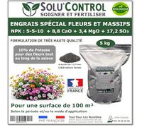 5 kg - Engrais Spécial Fleurs et Massifs NPK 5-5-10 - Favorise une floraison abondante, éclatante et durable - Utilisable en Agriculture Biologique (UAB) - Fabriqué en France