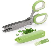 5 lames ciseaux à herbes de cuisine en acier inoxydable | ciseaux multi-usages avec brosse de nettoyage + housse de protection | ciseaux de cuisine universels avec 5 lames en acier inoxydable | coupe-