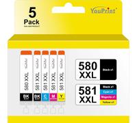 5 Lot de Cartouches d'encre compatibles pour Canon PGI-580 XXL CLI-581 XXL avec Puce Compatible avec Canon Pixma TS705 TS6350 TS8350