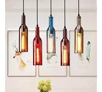 5-Lumière Créative Bouteille De Vin En Verre Coloré Pendentif Lumière Personnalité Restaurant Suspension Luminaire Loft Industriel Café Bar Plafond Luminaires Décoration Lustre Vintage Avec E27 Fit
