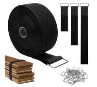 5 M × 5 CM Sangle Scratch avec 25 Boucles en Métal, Bande Sangle Rouleau Scratch Cable Management - Découpable Réglables Réutilisable, Bandes avec Attache pour Organiser Câbles Cordons Tuyaux (Noir)