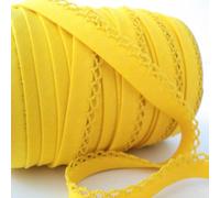 5 m de biais en dentelle picot de qualité professionnelle, double pli de 12 mm, utilisé pour bordures de vêtements, matelassage, jouets d'ameublement, projets de couture (jaune)