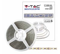V-TAC Ruban LED Extérieur Étanche IP65-5 Mètres - SMD 5050 - Bande à LED Lumineuse 3000K Blanc Chaud - Ruban LED d'Extérieur avec Bande Adhésive et Flexible pour Jardin, Terrasse, Maison - 12V