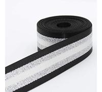 5 m Sangle Rayée Brillante OR Argent Métallique Lurex 38mm Noir Argent (Col 02A)