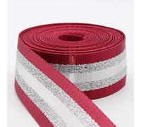 5 m Sangle Rayée Brillante OR Argent Métallique Lurex 38mm Rouge Argent (Col 03A)