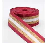 5 m Sangle Rayée Brillante OR Argent Métallique Lurex 38mm Rouge Or (Col 03)