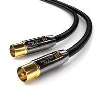 5 m TV Coaxial Antenna Cable 4K Ultra HD UHD 1080p HDTV Full HD ¿ TV Plug to TV Socket ¿ Metal Plug ¿ Digital Analogue ¿ Black