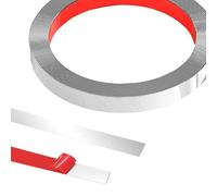 5 m X 1 cm Moulure Murale en Acier Inoxydable, Moulure Adhesive, Bandes DéCoratives, Effet Miroir, Pour Toilettes, Bord De Carrelage, Murs, Plinthes, Sol-Argenté