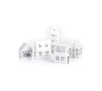 GRAINE CREATIVE 5 Maisons Blanches de décoration à Monter soi-même 19 x 5,5 x 4,5 cm