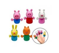 5 marionnettes a Doigts pour Peppa Le Cochon Aventures - Figurines Plastique Souple 5 cm - pour Theatre, Histoires - Set Enfant + Carte Animal