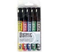 Pébéo - Marqueurs DecoMarker - 5 x 1,2 mm pointe fine Multicolore (Noir/Jaune/Rouge/Bleu/Vert)
