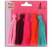 5 maxi pompons en coton 8 cm - Eté Multicolore G