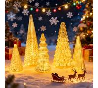 5 Mercury Glass Christmas Tree, Light up Prelit Sea Glass Table Christmas Tree Decor Handmade Colored Glaze Crystal Illuminated Trees Table Art Lamps Standing Home Decorative Ornaments