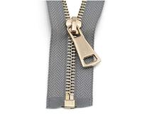 5# Métal Fermeture éclair 60/70/80/90/100/120/150cm Open-End Verrouillage automatique Fermeture éclair en métal gris, 5# 90cm
