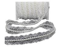 5 Meter/Lot White Vintage Style Lace Fabric Pearl Ribbon For Wedding Trim DIY Handmade Craft Clothes Sewing Accessories(3)