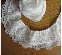 5 metres 3 couches en organza plissé Réuni en maille Bordure en dentelle ruban Blanc Edge 65 mm Bordure garnitures Tissu vintage brodée Applique pour couture Craft Robe Jupe Extender Accessoires