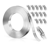 5 Mètres Collier de Serrage Inox DIY, Bolatus Collier De Serrage Métallique Réglables avec 12 Pièces Attache, pour Tuyaux, Gaz, Voiture, Jardin Argenté