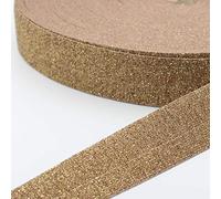 5 mètres Elastique Brillant Coloré Lurex Brun 25mm M12
