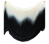 5 mètres/ensemble franges pompons latins garniture Dip Dye Omble rayonne macramé dentelle Samba DanceWear couture garnitures 25 cm-30 cm(White BLack 25cm)