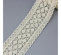 (5 mètres/rouleau) Rubans en dentelle brodée en coton blanc pour garniture de tissu, couture, bricolage, matériaux artisanaux faits à la main - Beige