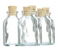 5 mini bouteilles en verre 6 cm avec bouchon liège - Graine Créative Transparent