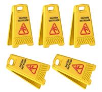 5 Mini Panneaux Sol Glissant Maison de Poupée, Mini Panneaux Attention Sol Mouillé Jaune, Accessoires Réalistes Miniatures pour Maison de Poupée, Enseignement, Jeu de Rôle