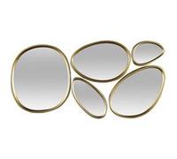 5 miroirs muraux décoratifs aux formes organiques avec contour doré - - ALTOBUY Or