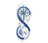 5 Morceaux D'Autocollants De Tatouage À Base De Plantes, Horloge Dominatrice, Imperméables, Durables, Simulés, Semi-Permanents Et Ne Peuvent Pas Être Lavés