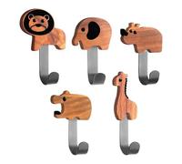 5 Morceaux De Crochets D'Animaux, Crochets En Bois Créatifs De Dessins Animés, Crochets De Garde-Robe Pour Enfants, Crochets De Manteaux Muraux, Crochets Amusants, Décoration Murale