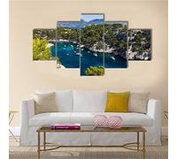 5 morceaux de toile art,5 pieces impression encadree tableaux,5 pieces peinture sur toile,impression sur toile 5 parties Calanques de Port Pin France décoration murale salon moderne xxl 150x80cm
