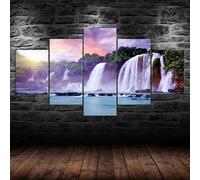 5 morceaux de toile art,5 pieces impression encadree tableaux,5 pieces peinture sur toile,impression sur toile Peinture de ciel violet en cascade 5 parties décoration murale salon moderne xxl 150x80cm