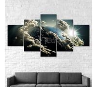 5 morceaux de toile art,5 pieces impression encadree tableaux,5 pieces peinture sur toile,impression sur toile Planète Terre Ciel nuageux Résumé 5 parties décoration murale salon moderne xxl 150x80cm