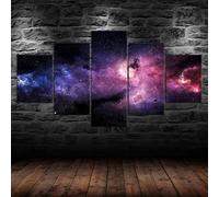 5 morceaux de toile art,5 pieces impression encadree tableaux,impression sur toile Scène de nébuleuse du ciel étoilé du cosmos spatial 5 parties décoration murale salon moderne xxl 150x80cm