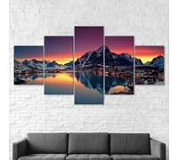 5 morceaux de toile art Ciel du soir de la ville nordique,5 pieces impression encadree tableaux,5 pieces peinture sur toile,impression sur toile 5 parties décoration murale salon moderne xxl 100x55cm