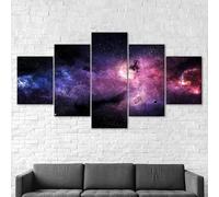 5 morceaux de toile art Scène de nébuleuse du ciel étoilé du cosmos spatial,5 pieces impression encadree tableaux,impression sur toile 5 parties décoration murale salon moderne xxl 100x55cm