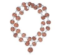 5 Mukhi Rudraksha Guru Kantha du Népal / 5 Mukhi Rudraksha Guru Kantha du Népal en argent avec capuchons argentés (standard), 0, bois, sans pierre précieuse, 0, Bois, Pas de gemme