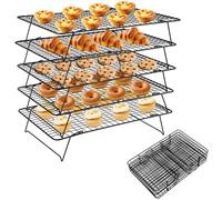 5 Niveaux Grille de Refroidissement, Antiadhésive Grille Rectangulaire pour Pâtisserie Pliable, Réutilisable Grille à Pâtisserie Rectangulaire Pliable pour Sécher Refroidir Les Gâteaux et Biscuits (E)