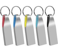 5 Pack 32GB Metal USB 2.0 Flash Drive Memory Stick USB Flash Drive Waterproof with Keychain Ring (Multi-Color)