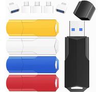 5 Pack 32GB USB 3.0 Flash Drive with USB-C Adapters and Lanyards - High Speed USB Flash Drive for File Photos, Videos, Office, School
