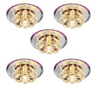5 Pack 7.1in Crystal Recessed Ceiling Light for Corridor LED Light Flush Mount Downlight Ceiling Light Color Spotlights for Living Room Light Fixtures 3W 5W,Colored Light-3W