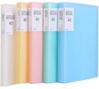 5 Pack A4 Solid Polypropylene Display Book Folder With 200 Clear Pockets (5"" X 40""),Translucent Cover,5 In 5 Colors Tkd8018-5x