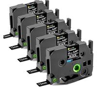 5 Pack Blanc sur Noir TZe-335 Ruban Compatible pour Brother P Touch | Compatible pour TZe-335,Blanc sur Noir, Recharge pour Ptouch 1000 PT H100LB H107 H110 E100 1005 1250 Étiqueteuse