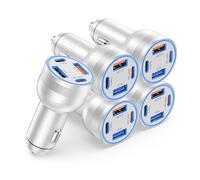5-Pack Chargeur Allume Cigare USB, 4 Ports 65W PD3.0 et QC3.0 kfz Ladegerät 12V Chargeur de Téléphone Portable pour Automobile Adaptateur Voiture Allume Cigare Prise Secteur pour iPhone 16 Samsung S25