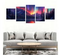 5 Pack Diamond Painting Adulte, DIY Diamant painting Aurore Montagne Broderie Diamant Kit Complet, Cristal Point de Croix Diamond Art Artisanat pour Débutants Chambre Decoration Murale 50x30cm B0-476