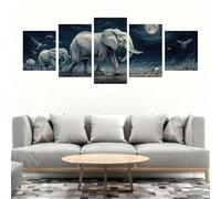 5 Pack Diamond Painting Adulte, DIY Diamant painting Lune Éléphant Broderie Diamant Kit Complet, Cristal Point de Croix Diamond Art Artisanat pour Débutants Chambre Decoration Murale 50x30cm B0-304