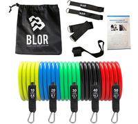 5 Pack Latex Bands With Elastic Handles For Pilates,Yoga,Crossfit,Physiotherapy,150 Lbs For Men And Women,Suitable For All Types Of Workout.