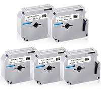 5 Pack M K231 M-K231S M-K231BZ M-K231sbz 12mm 0.47 Label Printing Tape for PT-M95 PT-90 PT-65 PT-60 PT-55 PT-70 Label Maker,Black on White,5 Pack