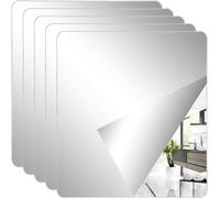 5 Pack Mirror Stickers, Flexible Acrylic Mirror Sheet Square Stick On Mirrors For Cabinet Doors, Home, Living Room, Bedroom, Bathroom