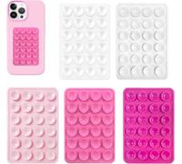 5 Pack Phone Holder Suction Cup Holder Non-Slip Silicone Cell Phone Cover Sticky Phone Case For Walls, Glass, Tile (White, Pink)